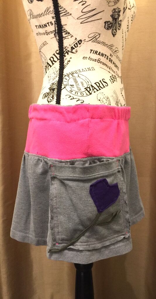 Grey Skirt with Pink Waistband