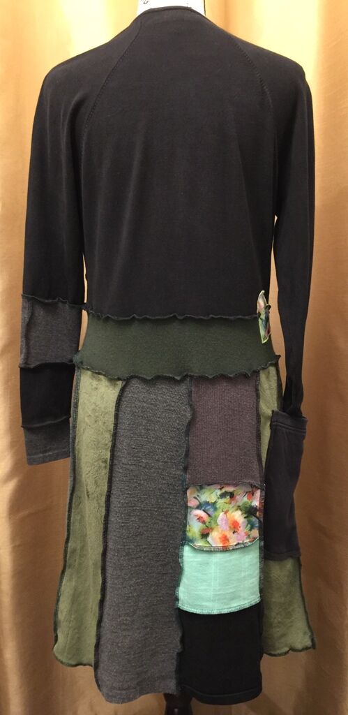 Upcycled Patchwork Dress with Crossover Bodice - Image 2