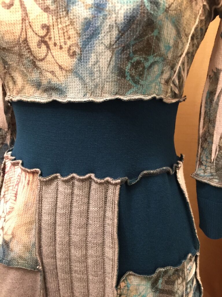 Upcycled Teal & Cream Dress - Image 2