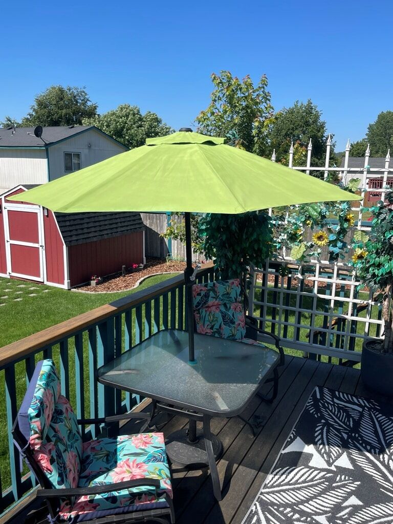 diy paint patio umbrella Let's Spray Paint the Deck Umbrella Fabric!